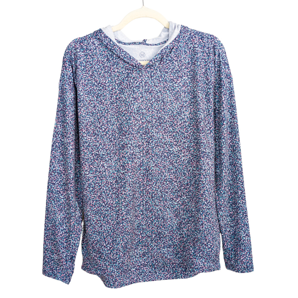 WE WANDER Stitch Fix Multicolor Print Hooded Pullover Long Sleeve Women's XS